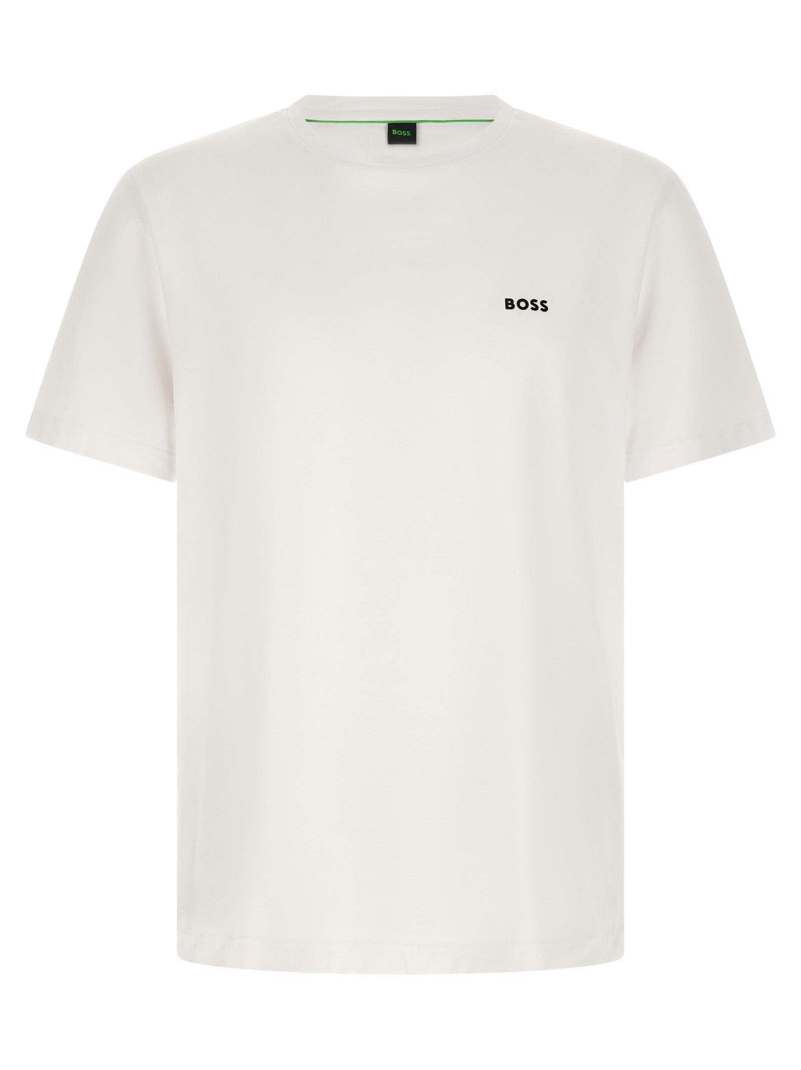T-Shirt by Hugo Boss for men in stretch cotton green & white showcases a chic silhouette, artfully detailed with a chic crew neckline and for a chic finish.