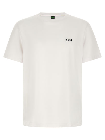 T-Shirt by Hugo Boss for men in stretch cotton green & white showcases a chic silhouette, artfully detailed with a chic crew neckline and for a chic finish.