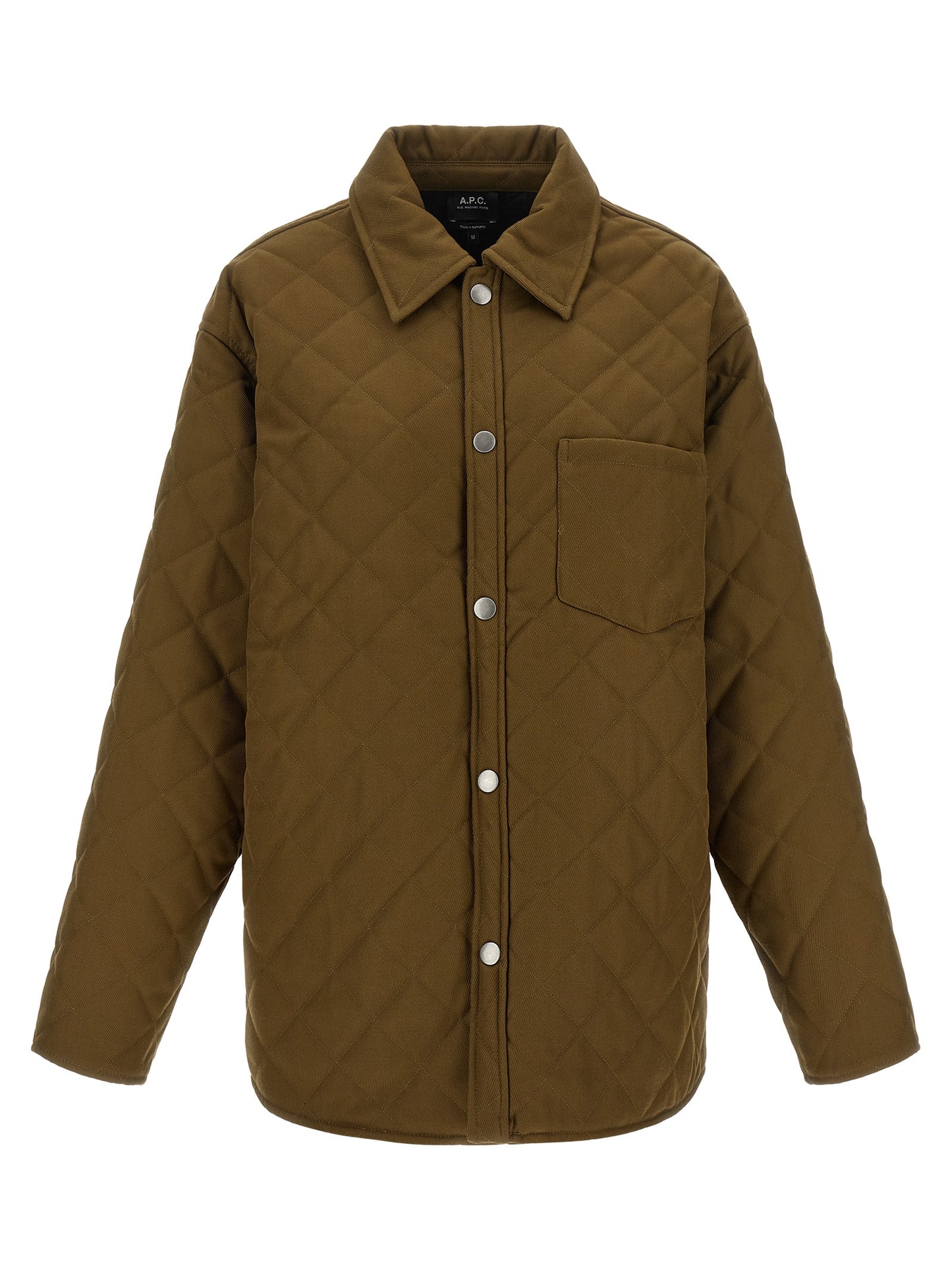 Windbreaker Jacket by A.P.C. for women in polyester & virgin wool bicolour, green & silver features an perennial silhouette with a refined and perennial pockets & windproof for a sophisticated weather-resistant look.