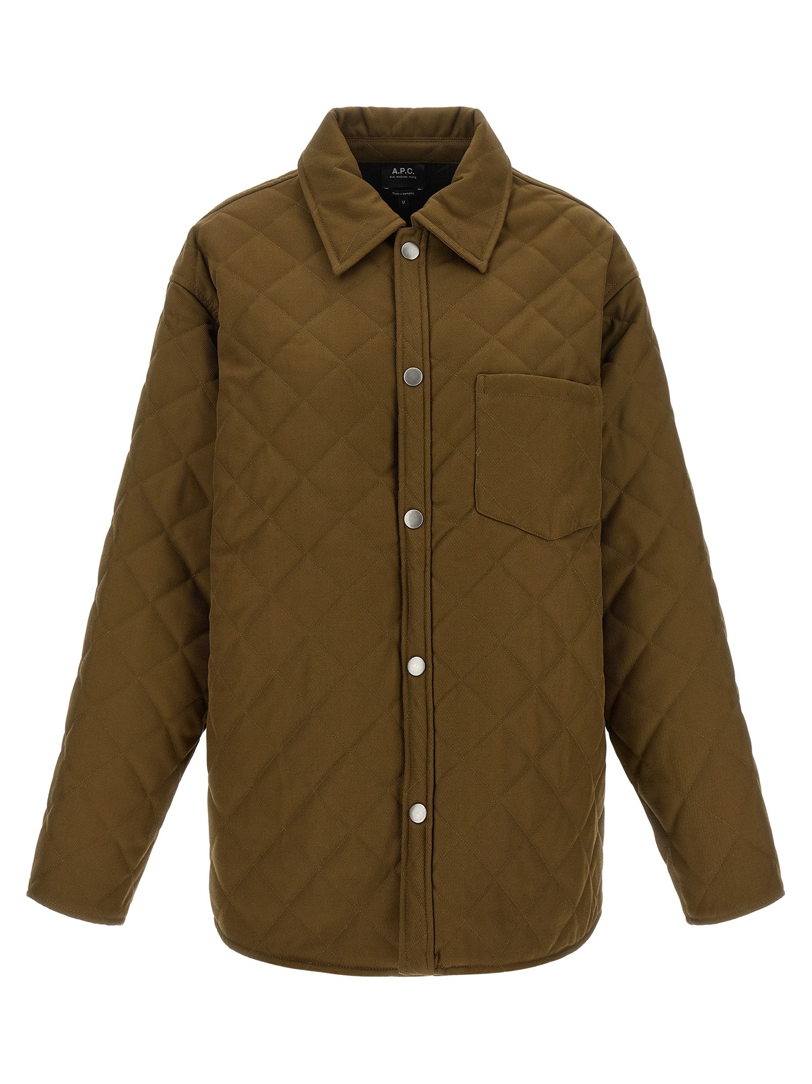 Windbreaker Jacket by A.P.C. for women in polyester & virgin wool bicolour, green & silver features an perennial silhouette with a refined and perennial pockets & windproof for a sophisticated weather-resistant look.