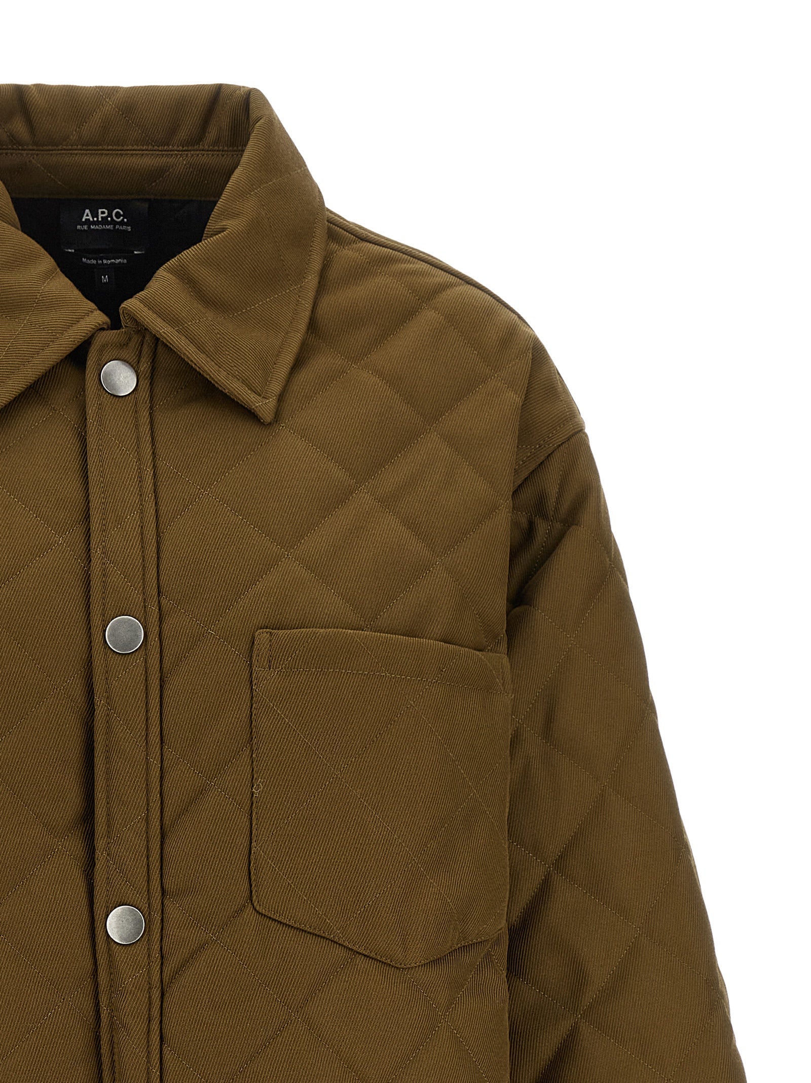Windbreaker Jacket by A.P.C. for women in polyester & virgin wool bicolour, green & silver showcases a urban chic silhouette, detailed with a urban chic and functional pockets & windproof for a polished finish.