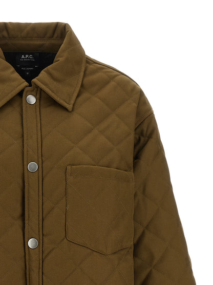 Windbreaker Jacket by A.P.C. for women in polyester & virgin wool bicolour, green & silver showcases a urban chic silhouette, detailed with a urban chic and functional pockets & windproof for a polished finish.