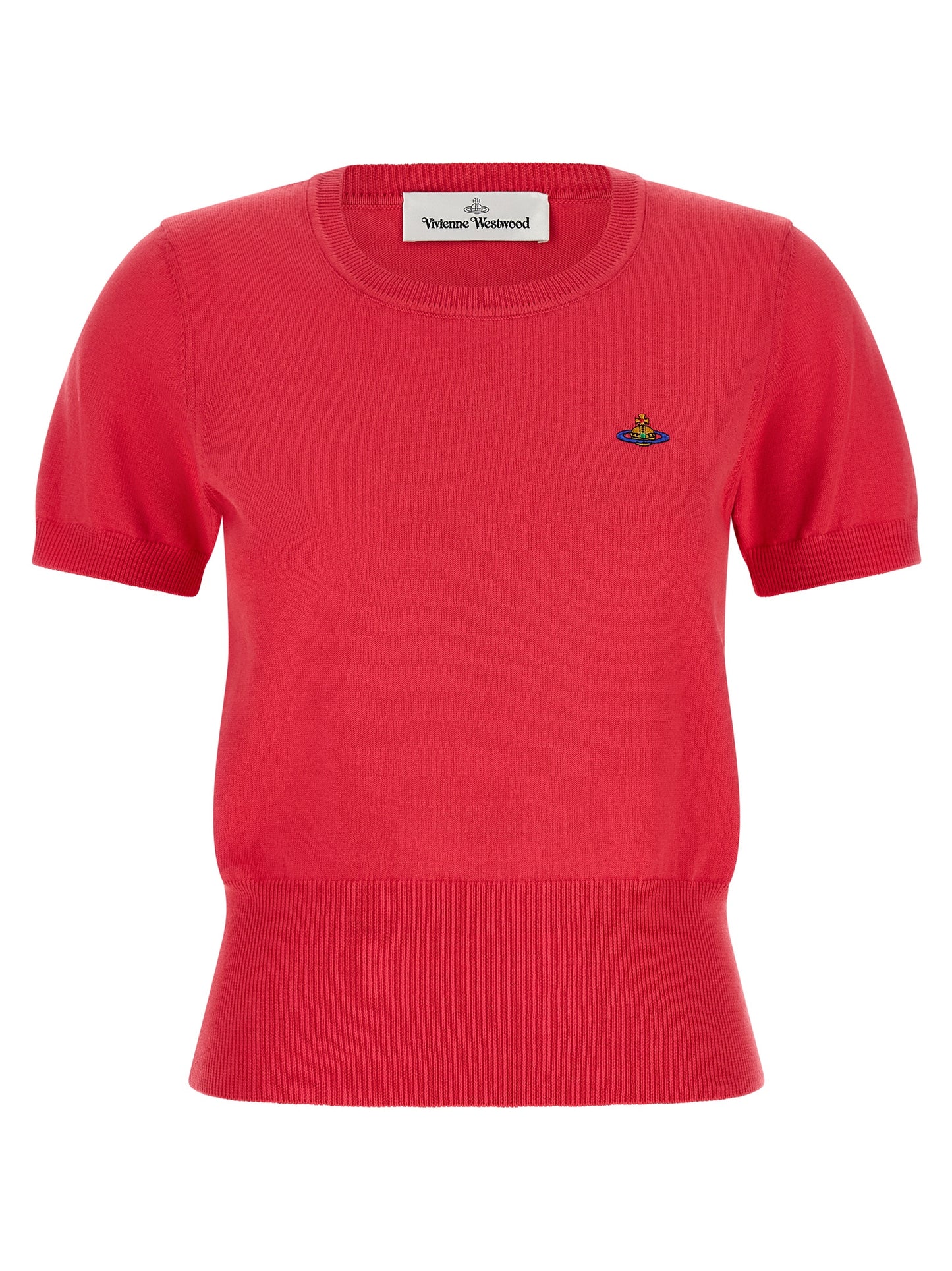 T-Shirt by Vivienne Westwood for women in cashmere cotton blend multicolor & red showcases a chic silhouette, artfully detailed with a chic and short-sleeve for a chic finish.