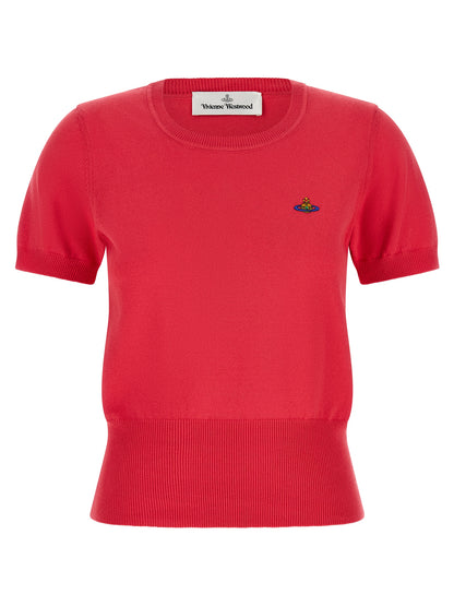 T-Shirt by Vivienne Westwood for women in cashmere cotton blend multicolor & red showcases a chic silhouette, artfully detailed with a chic and short-sleeve for a chic finish.