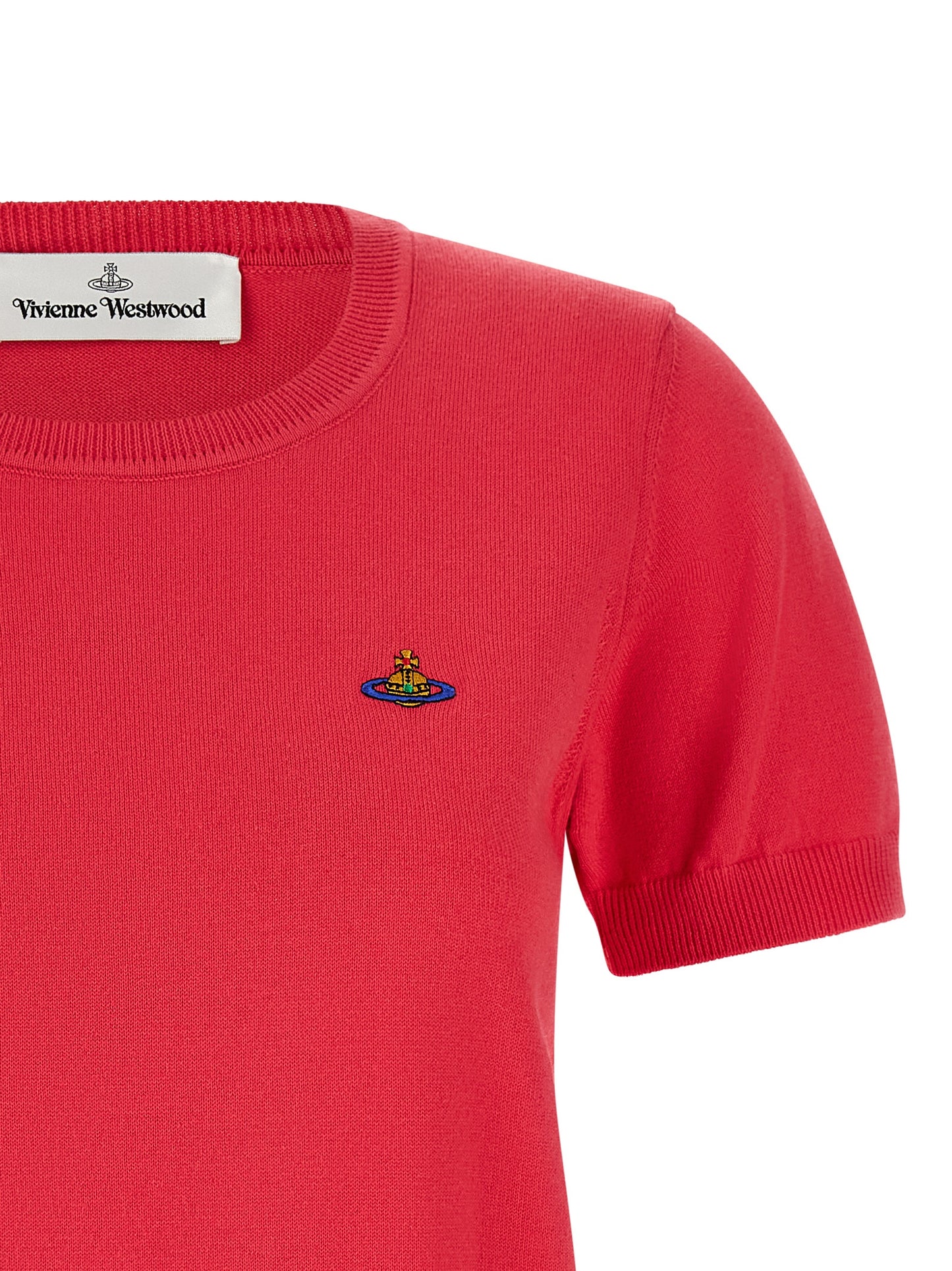 T-Shirt by Vivienne Westwood for women in cashmere cotton blend multicolor & red showcases a unassuming silhouette, artfully detailed with a refined and unassuming for a sophisticated, contemporary look.