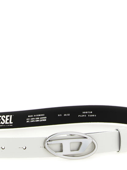 Belt by Diesel for women in leather & metal white features an artisanal finish, elegantly showcasing the signature style and artisanal craftsmanship of the 1 Dr Leather & Metal Belt design.