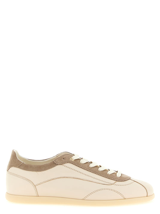 Sneakers by Brunello Cucinelli for men in suede calfskin leather & cotton beige & gold features an timeless silhouette from the Men's Low Top Suede Calfskin Leather & Cotton Sneakers collection, showcasing a signature low-top style with an timeless finish.