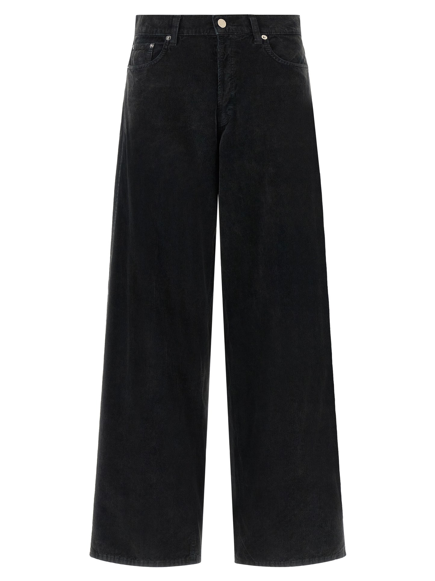 Jeans by Haikure for women in denim cotton black & camel presents a refined pantology silhouette, artfully defined by a refined pantology flared & wide, long, and a sophisticated .