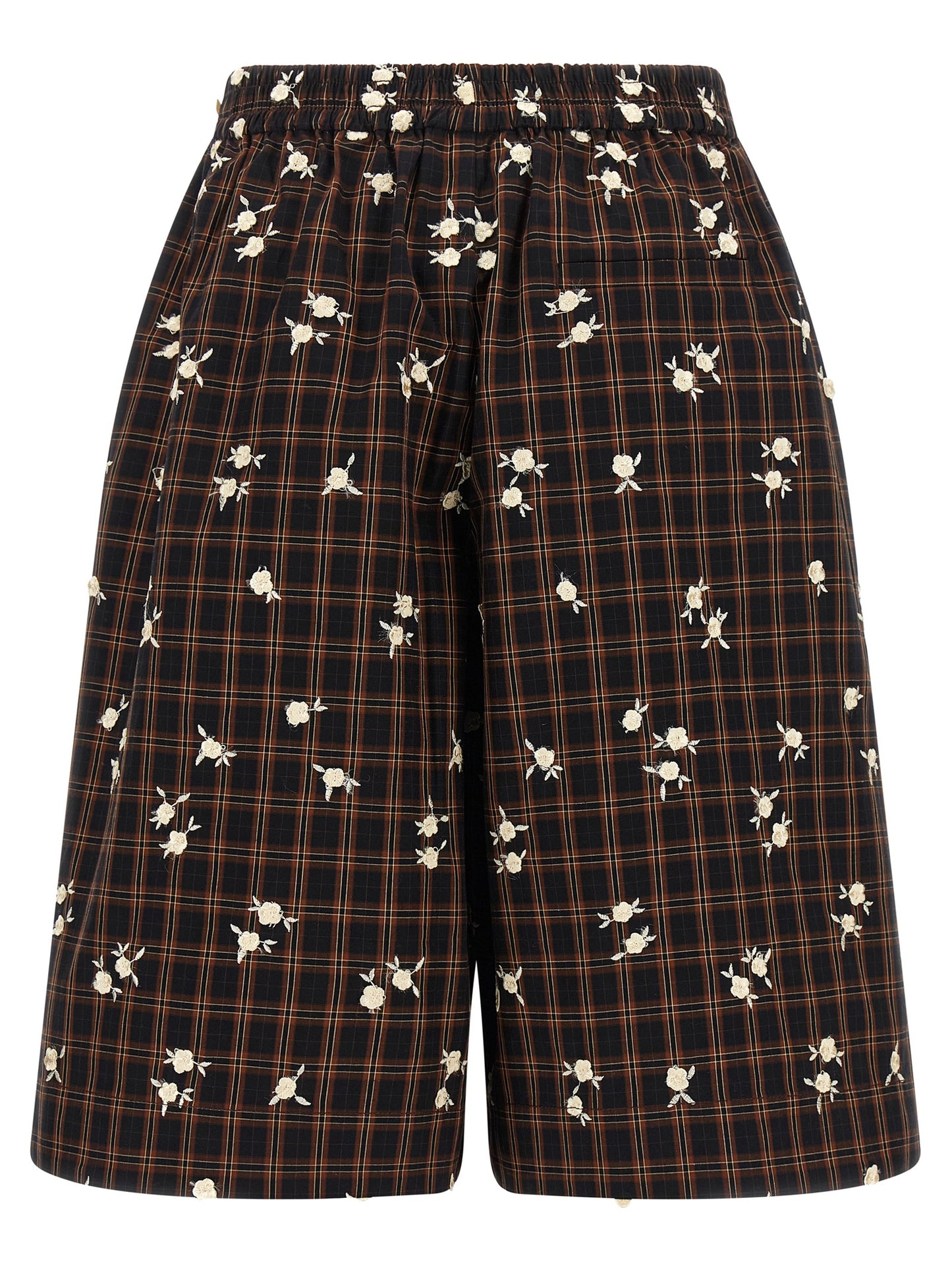 Bermuda Shorts by Ganni for women in organic cotton black, brown, white, patterned & floral showcases a on trend silhouette, featuring a tailored wide with a classic short and sophisticated for a on trend finish.
