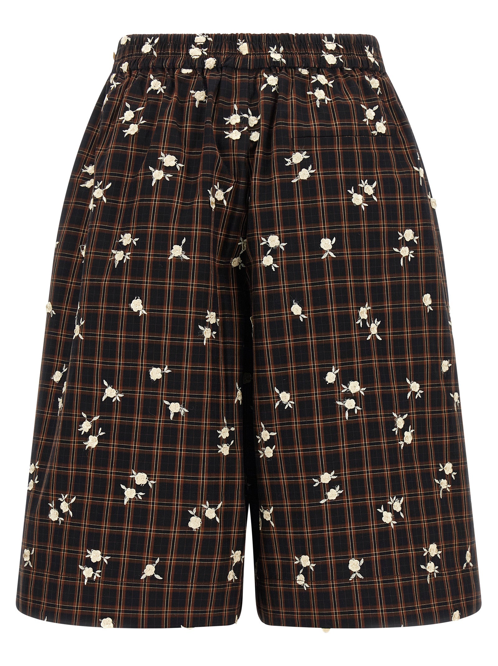 Bermuda Shorts by Ganni for women in organic cotton black, brown, white, patterned & floral showcases a on trend silhouette, featuring a tailored wide with a classic short and sophisticated for a on trend finish.