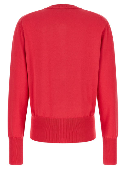 Cardigan by Vivienne Westwood for women in cashmere cotton blend amber, multicolor, red & signature showcases a captivating silhouette, artfully detailed with a captivating and round neckline for a truly sophisticated captivating look.