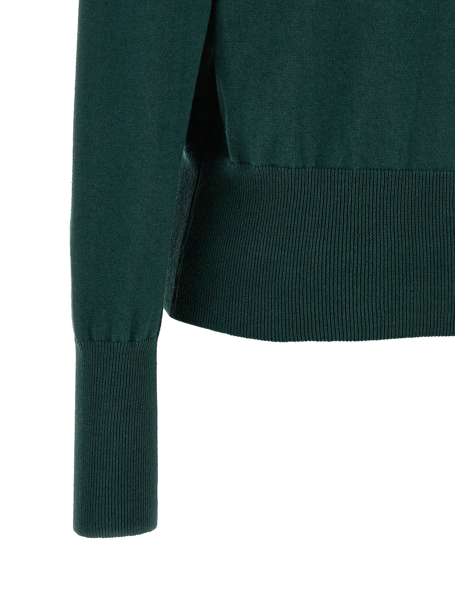 Cardigan by Vivienne Westwood for women in cotton canvas & cashmere bicolour, green & horn features a nuanced silhouette with a refined and nuanced detailing for a sophisticated look.