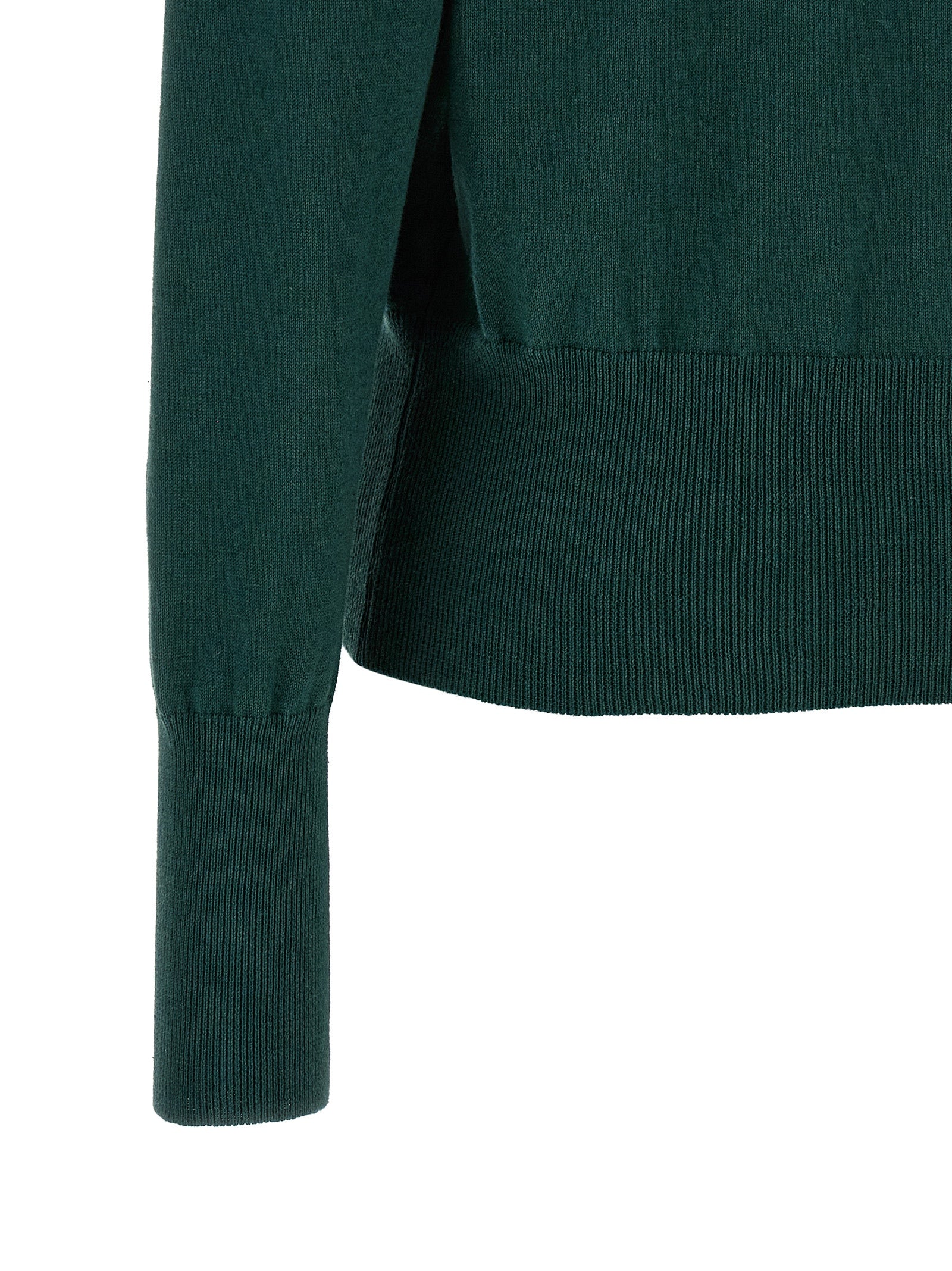 Cardigan by Vivienne Westwood for women in cotton canvas & cashmere bicolour, green & horn features a nuanced silhouette with a refined and nuanced detailing for a sophisticated look.