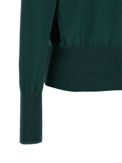 Cardigan by Vivienne Westwood for women in cotton canvas & cashmere bicolour, green & horn features a nuanced silhouette with a refined and nuanced detailing for a sophisticated look.