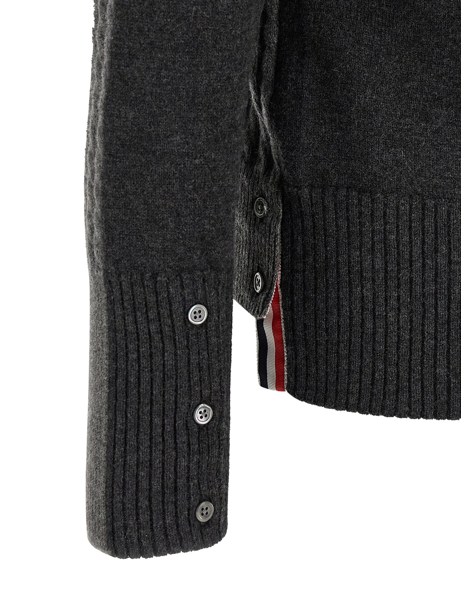 Polo Shirt by Thom Browne for men in canvas & virgin wool dark-gray, gray & patterned presents a sleek silhouette, featuring a refined and for a sleek finish.