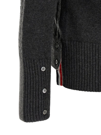 Polo Shirt by Thom Browne for men in canvas & virgin wool dark-gray, gray & patterned presents a sleek silhouette, featuring a refined and for a sleek finish.