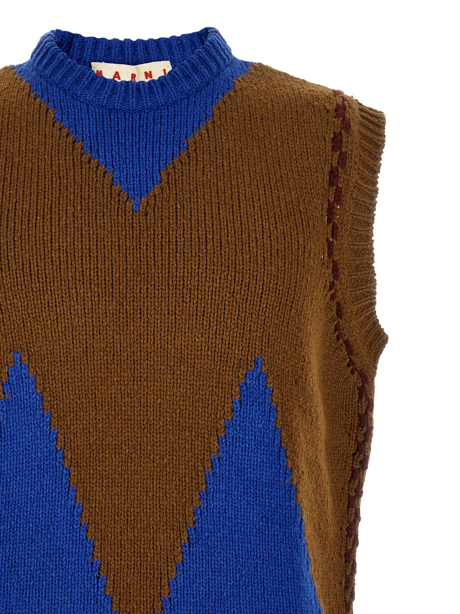 Sweater by Marni for men in wool multicolor & patterned showcases a sumptuous silhouette, artfully finished with a sumptuous and for a sophisticated, sumptuous look.