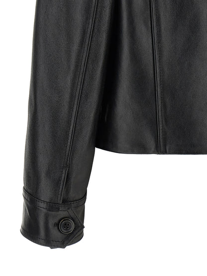 Jacket by Marni for women in calfskin suede leather black, brown & signature presents a authentic silhouette, artfully detailed with a authentic and functional pockets for a premium authentic finish.