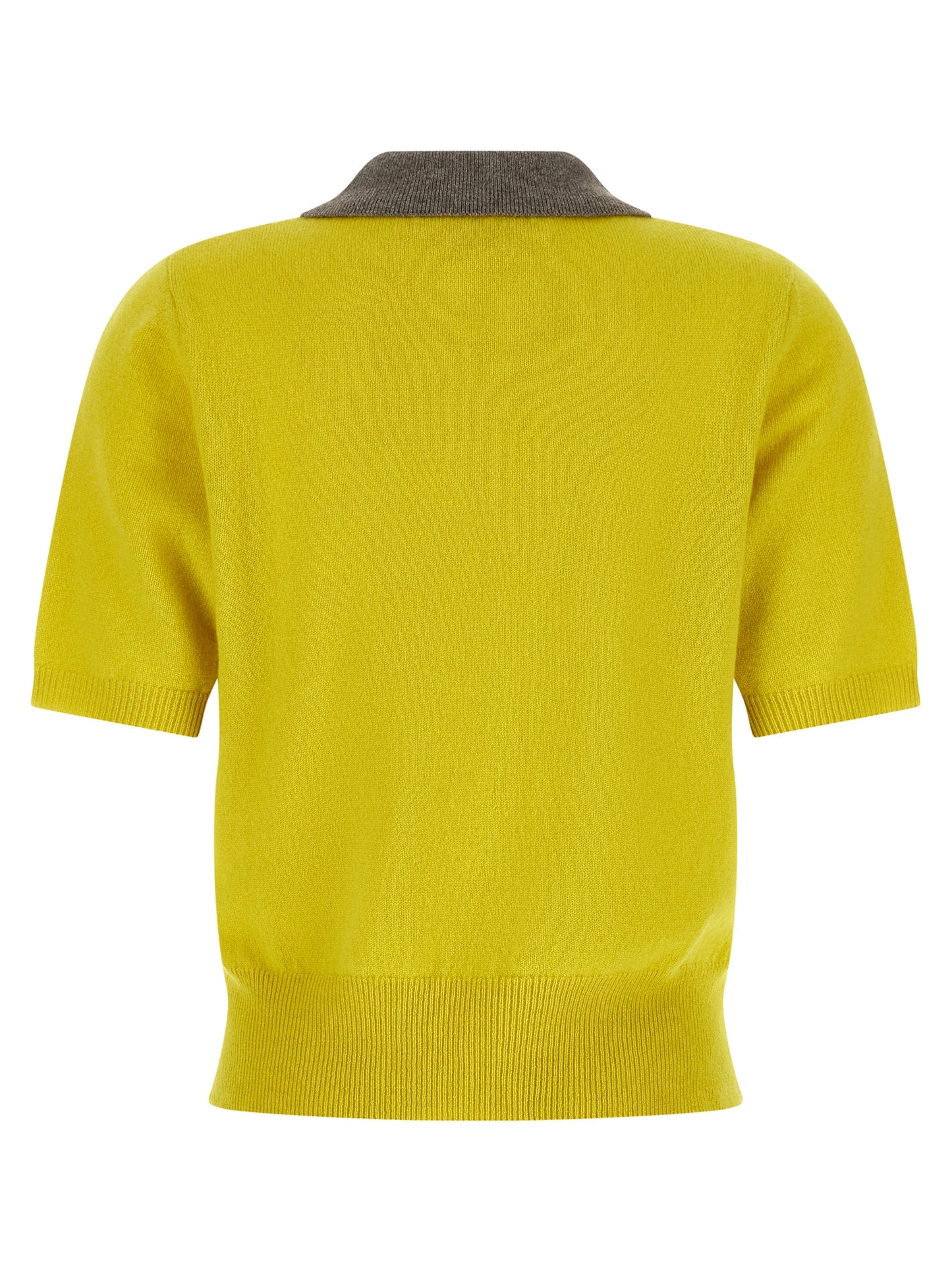 Polo Shirt by Marni for women in cashmere bicolour, gray & yellow presents a crisp silhouette, artfully detailed with a crisp and crisp .