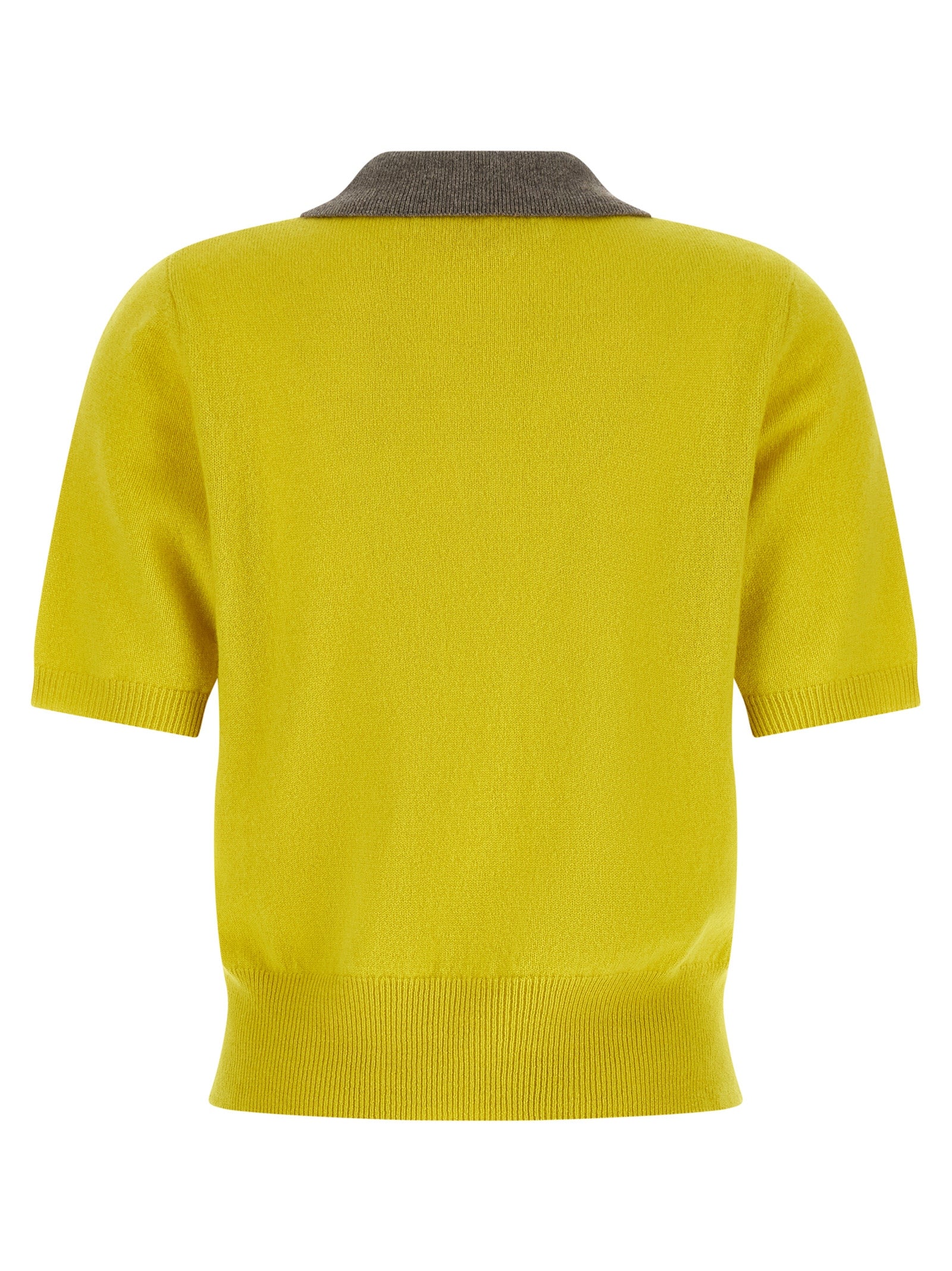 Polo Shirt by Marni for women in cashmere bicolour, gray & yellow presents a crisp silhouette, artfully detailed with a crisp and crisp .