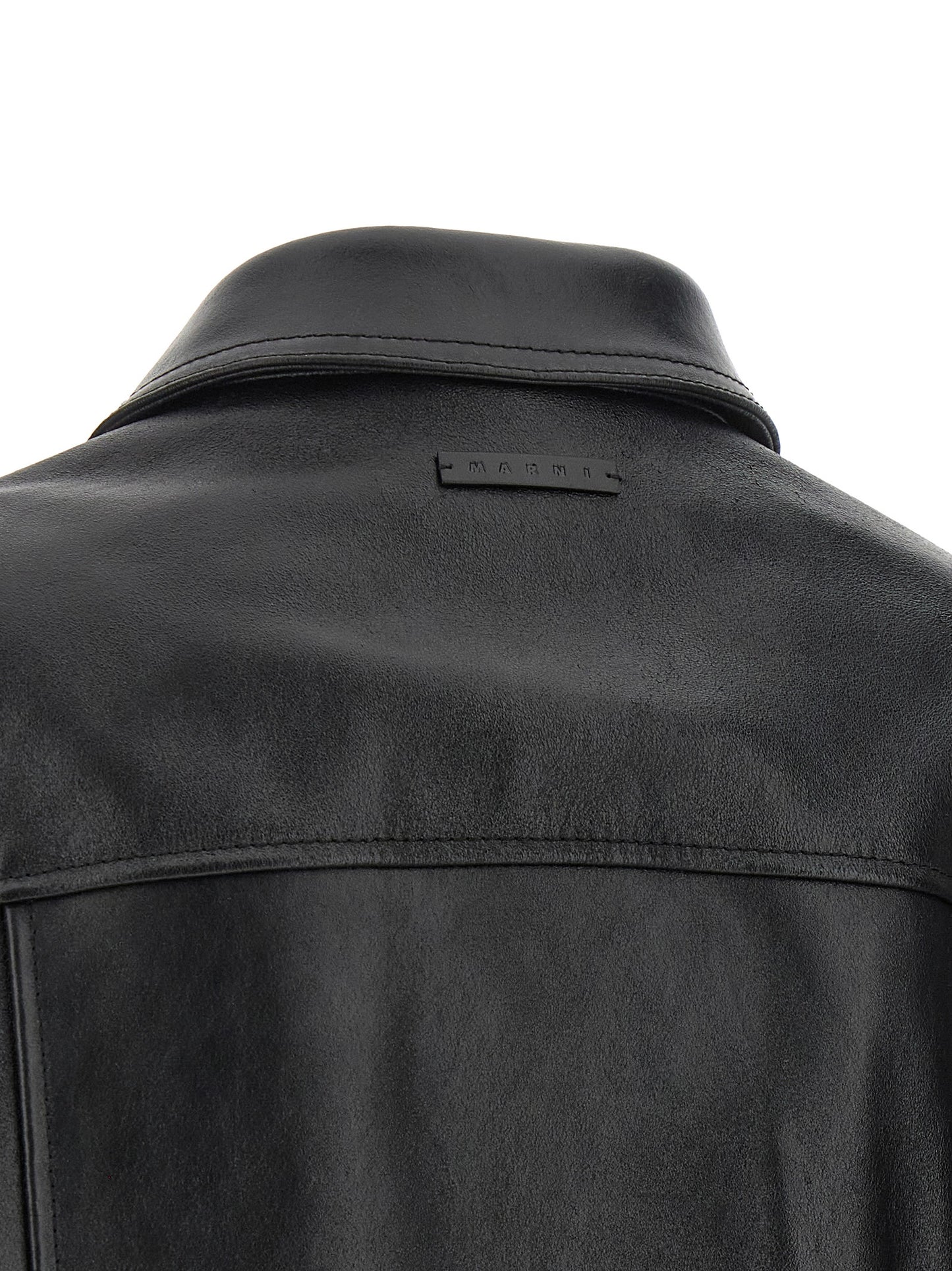 Jacket by Marni for women in calfskin suede leather black, brown & signature showcases a enveloping silhouette, artfully detailed with a enveloping and premium pockets for a truly enveloping finish.