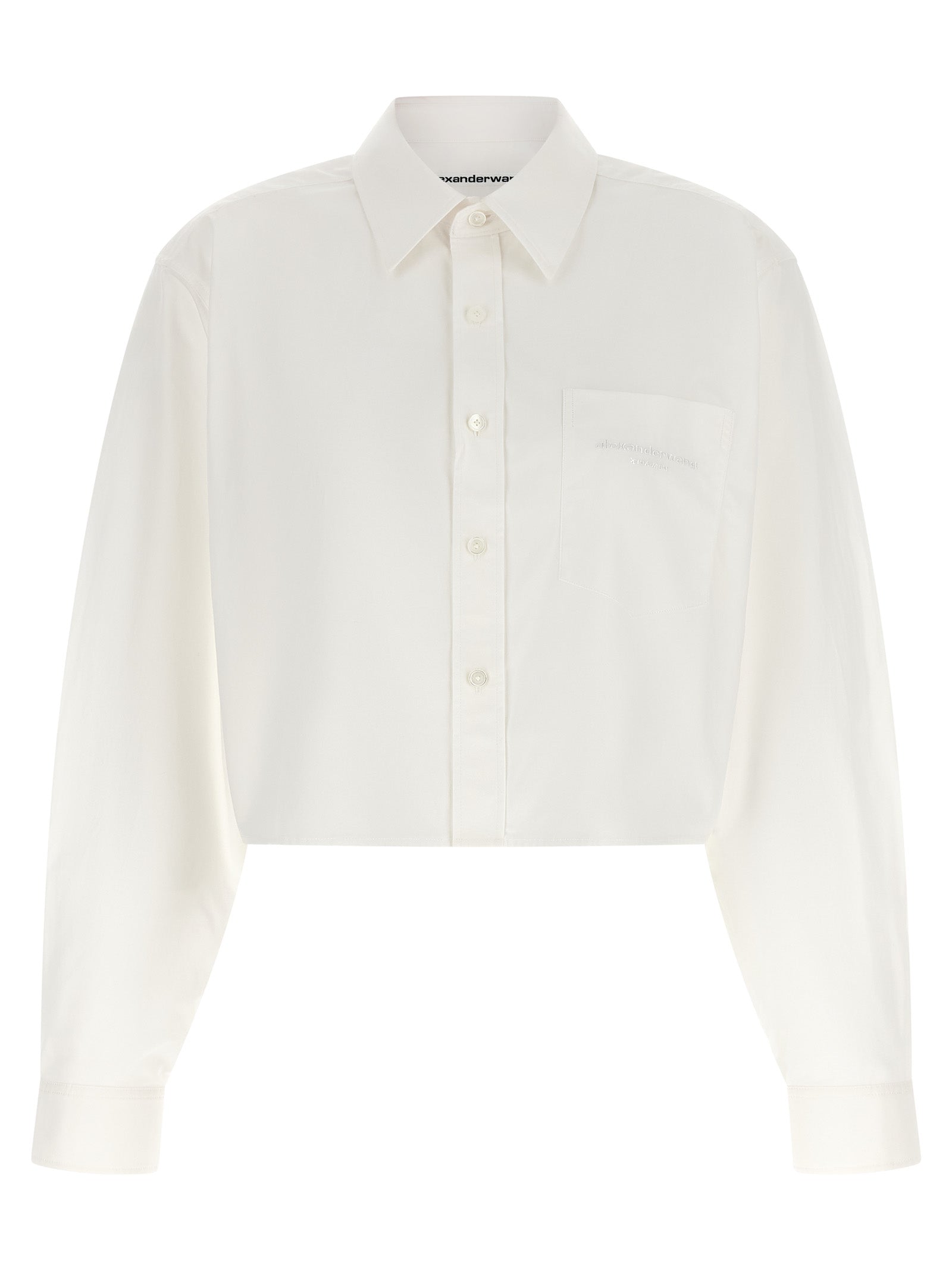 Blouse by Alexander Wang for women in cotton white features an polished silhouette, showcasing a sophisticated square neckline and long-sleeve detail for a truly polished finish.