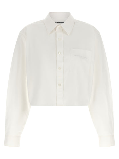 Blouse by Alexander Wang for women in cotton white features an polished silhouette, showcasing a sophisticated square neckline and long-sleeve detail for a truly polished finish.