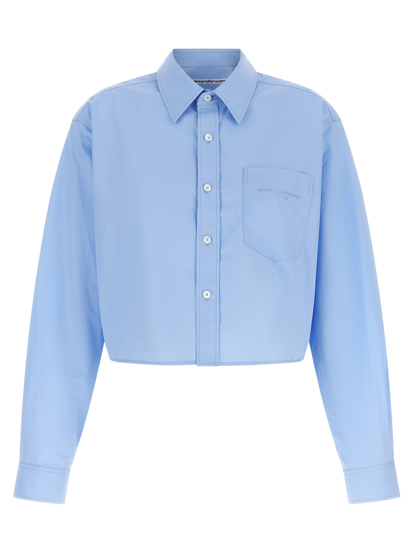 Blouse by Alexander Wang for women in cotton light-blue, featuring a nuanced long-sleeve and nuanced for a sophisticated finish.