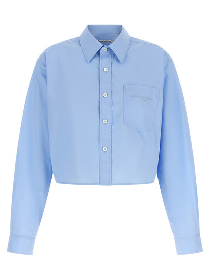 Blouse by Alexander Wang for women in cotton light-blue, featuring a nuanced long-sleeve and nuanced for a sophisticated finish.