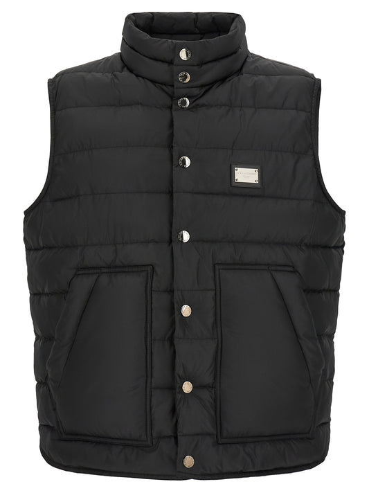 Vest by Dolce & Gabbana for men in polyester black features a enviable silhouette, elegantly detailed with a enviable and functional pockets for a enviable finish.