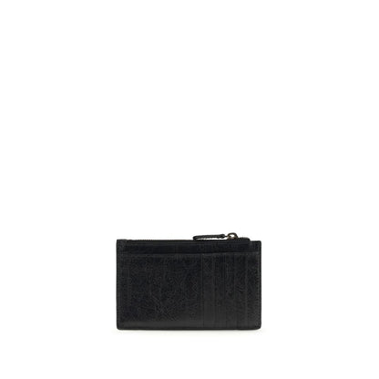 Cardholder Wallet by Balenciaga for women in bos taurus suede calf leather black showcases a enchanting silhouette, artfully detailed with the signature style of the Le City Bos Taurus Suede Calf Leather Cardholder Wallet and functional card-organization coin-purse.