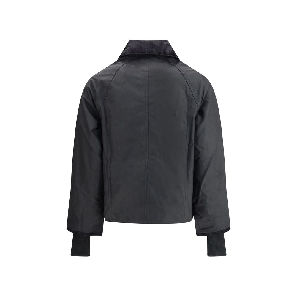 Overcoat by Barbour for women in cotton black, gold & signature showcases a architectural silhouette, artfully detailed with a distinctive and functional pockets for a architectural finish.