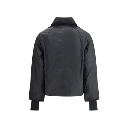 Overcoat by Barbour for women in cotton black, gold & signature showcases a architectural silhouette, artfully detailed with a distinctive and functional pockets for a architectural finish.