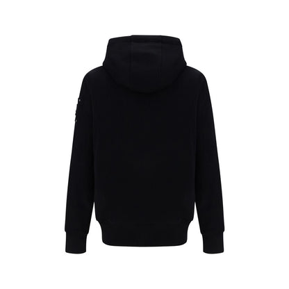 Sweatshirt Hoodie by Moose Knuckles for men in polyester cotton & fur black & monogram features a slouchy chic silhouette, detailed with a slouchy chic and a signature hooded neckline for an elevated aesthetic.