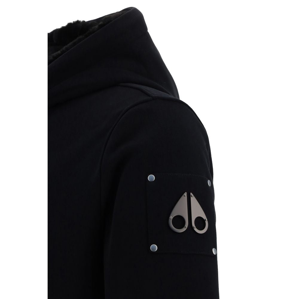 Sweatshirt Hoodie by Moose Knuckles for men in polyester cotton & fur black & monogram showcases a city-ready silhouette, artfully detailed with a signature hooded neckline and for a city-ready finish.
