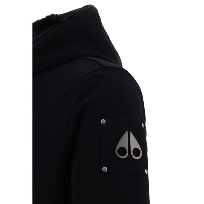 Sweatshirt Hoodie by Moose Knuckles for men in polyester cotton & fur black & monogram showcases a city-ready silhouette, artfully detailed with a signature hooded neckline and for a city-ready finish.