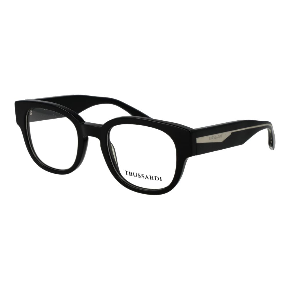 Eyeglasses Frames by Trussardi for unisex in acetate and black showcases a refined silhouette, detailed with a black coloured frame finish and a sophisticated full-frame frame design.