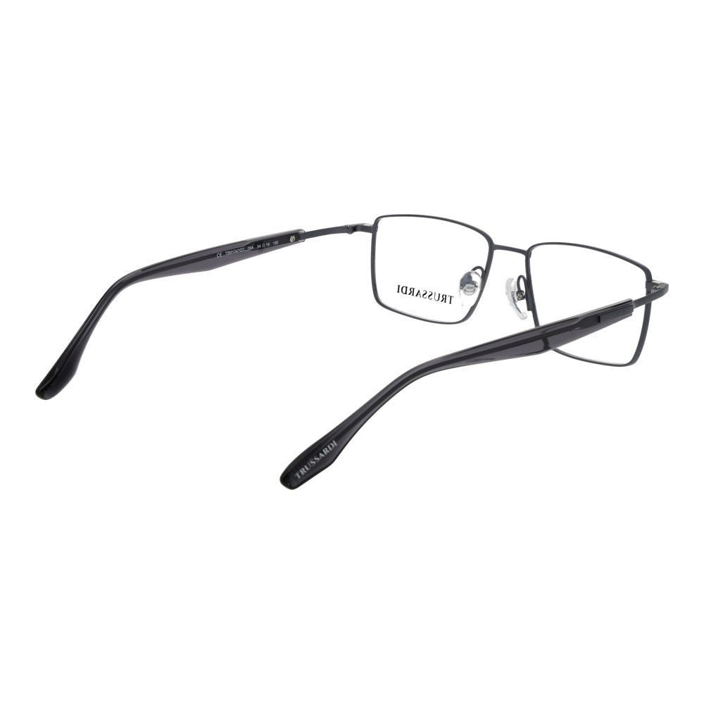 Eyeglasses Frames by Trussardi for men in titanium gray showcases a refined full-frame frame design with a refined gunmetal coloured frame finish for a refined and sophisticated look.