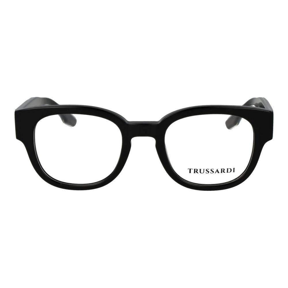 Eyeglasses Frames by Trussardi for unisex in acetate and black showcases an refined full-frame frame design featuring a sophisticated black coloured frame for an refined and refined aesthetic.