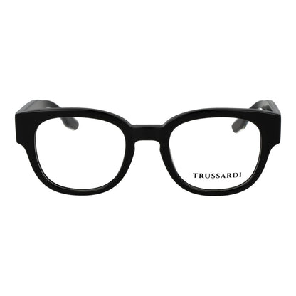 Eyeglasses Frames by Trussardi for unisex in acetate and black showcases an refined full-frame frame design featuring a sophisticated black coloured frame for an refined and refined aesthetic.