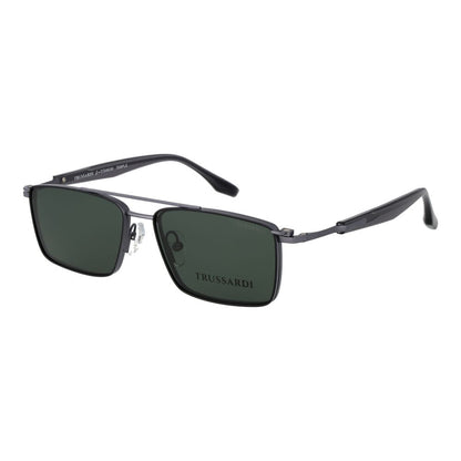 Eyeglasses Frames by Trussardi for men in and gray showcases an refined full-frame frame design featuring a sophisticated gunmetal coloured frame for an refined and refined aesthetic.