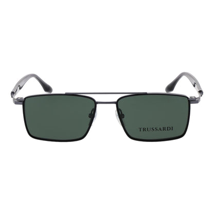 Eyeglasses Frames by Trussardi for men in and gray showcases a refined silhouette, detailed with a gunmetal coloured frame finish and a sophisticated full-frame frame design.