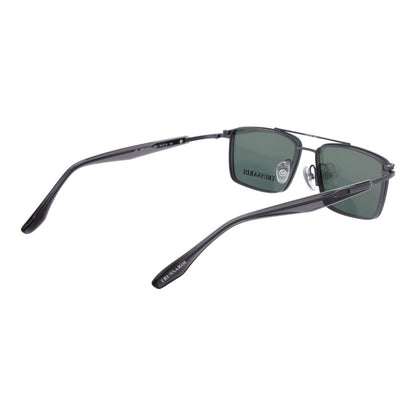 Eyeglasses Frames by Trussardi for men in gray showcases a reflective silhouette, artfully incorporating a sophisticated gunmetal coloured frame with a distinct full-frame frame design.