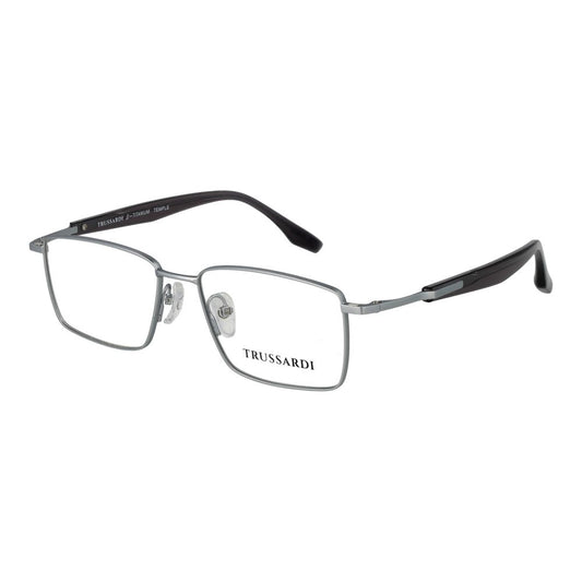 Eyeglasses Frames by Trussardi for men in titanium silver showcases a reflective silhouette, artfully incorporating a sophisticated silver coloured frame with a distinct full-frame frame design.