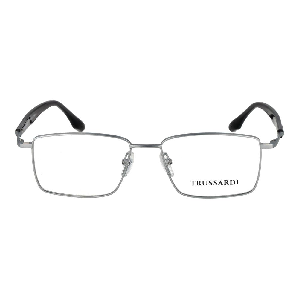 Eyeglasses Frames by Trussardi for men in titanium and silver showcases an refined full-frame frame design featuring a sophisticated silver coloured frame for an refined and refined aesthetic.