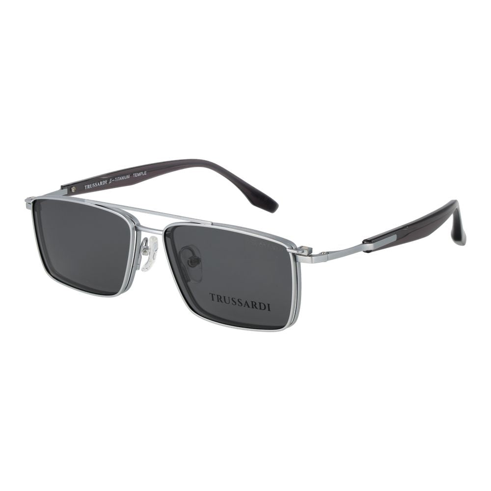 Eyeglasses Frames by Trussardi for men in and silver showcases a refined silhouette, detailed with a silver coloured frame finish and a sophisticated full-frame frame design.