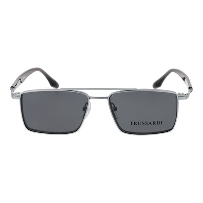 Eyeglasses Frames by Trussardi for men in silver features an refined silhouette, showcasing the refined silver coloured frame and sophisticated full-frame frame design.