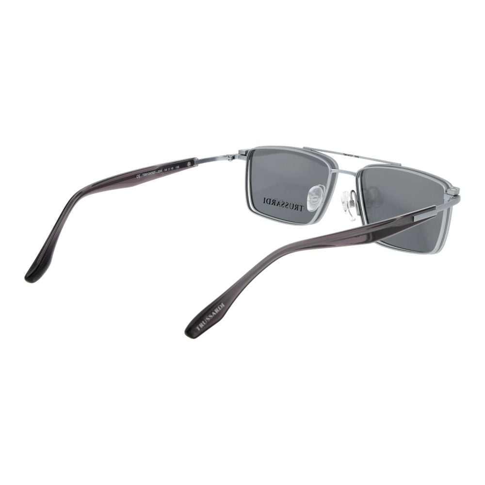 Eyeglasses Frames by Trussardi for men in and silver showcases an refined full-frame frame design featuring a sophisticated silver coloured frame for an refined and refined aesthetic.
