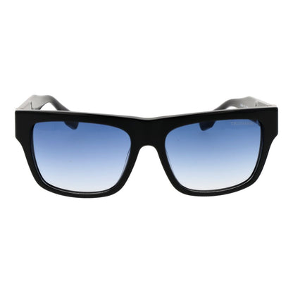 Sunglasses by Trussardi for men in acetate and black featuring an opulent full-rim square frame design with a sophisticated black coloured frame finish and high-performance gradient category-2-medium-tint lens.