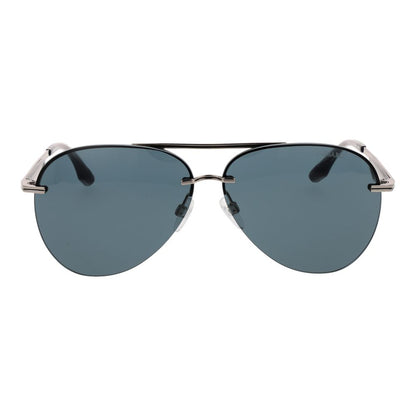 Trussardi Aviator Rimless Non-Polarized Dark-Tint Metal Sunglasses - Grey